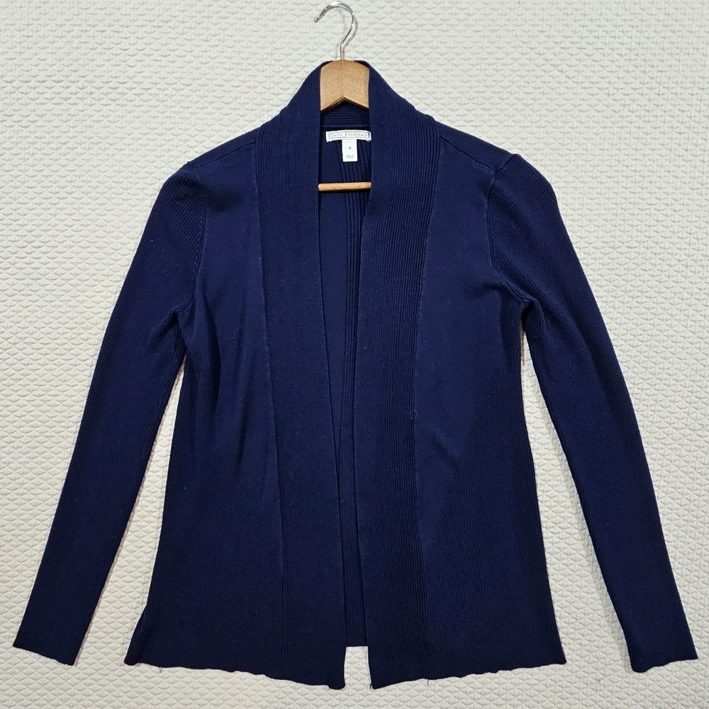 Dana Buchman Modern Navy Blue Open‎ Front KnIt Cardigan Size S